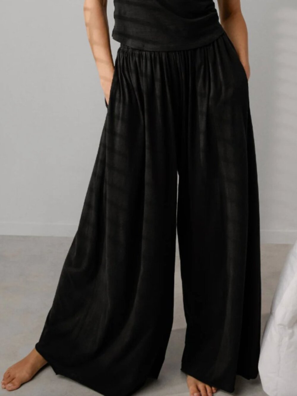 Lunya Organic Pima Wide Leg Pant – Black – Women’s Large